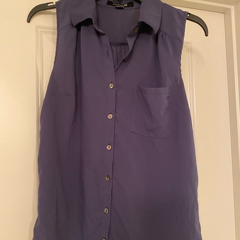 Button Down Sleeveless Blouse